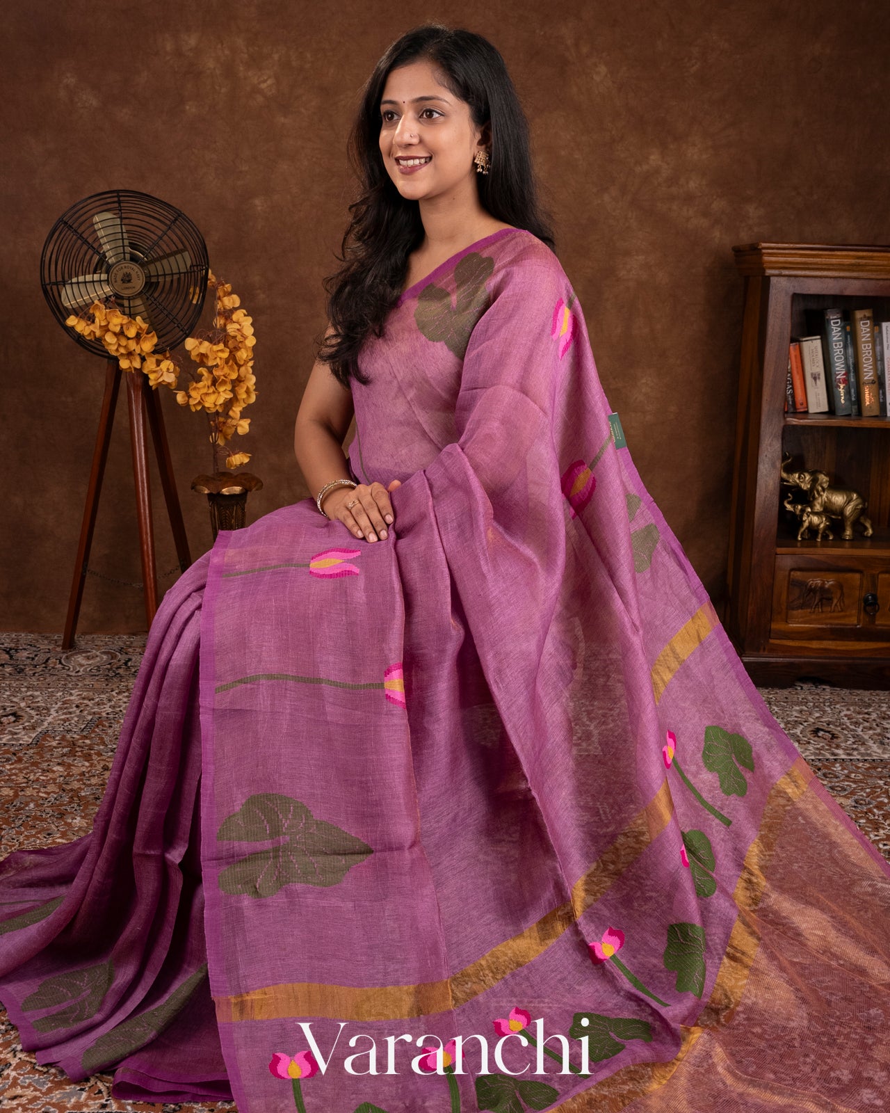 Light Purple Jamdani Pure Tissue Silk Linen Handloom Saree