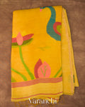 Mustard Yellow Jamdani Pure Silk Linen Handloom Saree