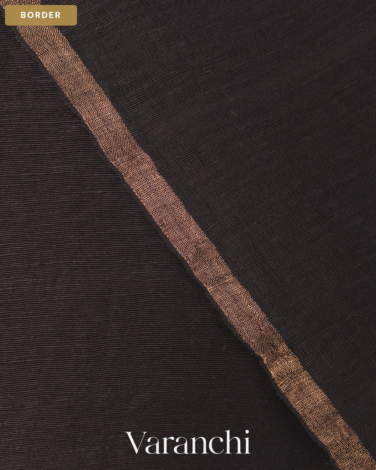 Jet Black Jamdani Pure Silk Linen Handloom Saree — Border