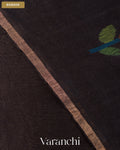 Jet Black Jamdani Pure Silk Linen Handloom Saree — Border