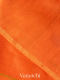 Bright Orange Jamdani Pure Silk Linen Handloom Saree