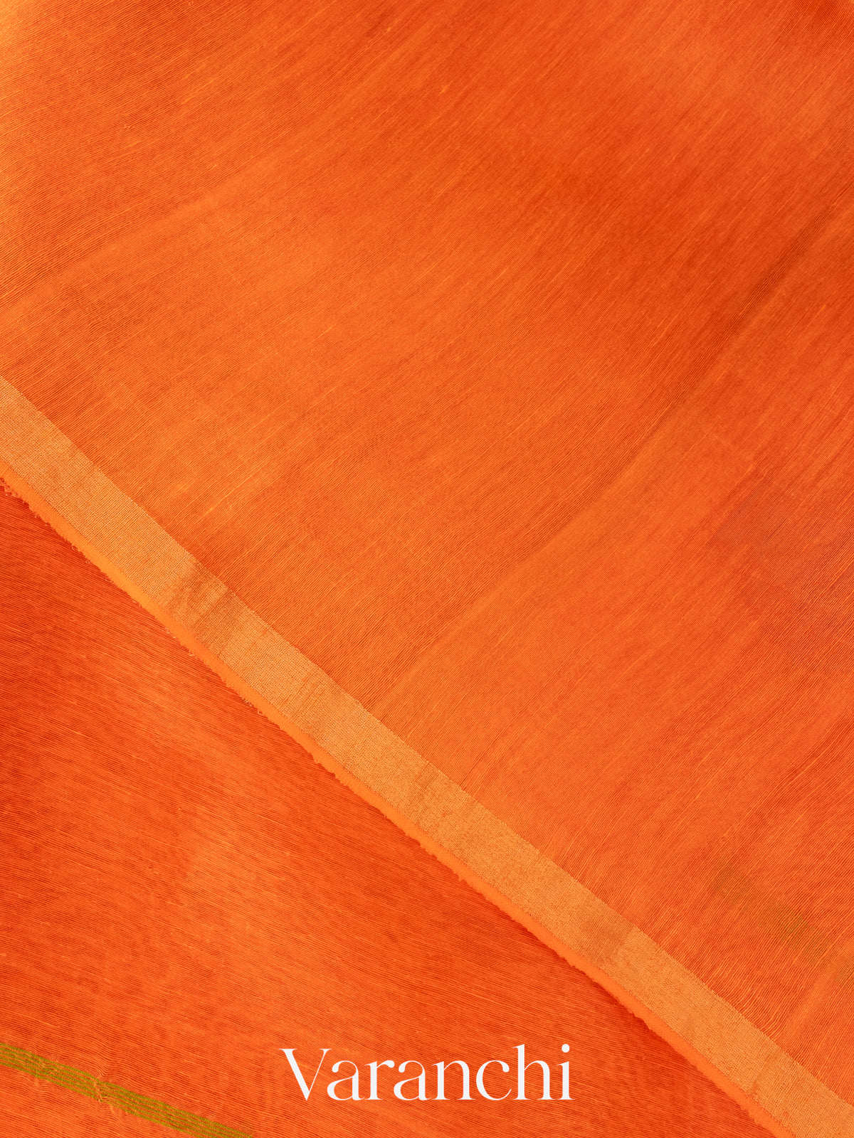 Bright Orange Jamdani Pure Silk Linen Handloom Saree