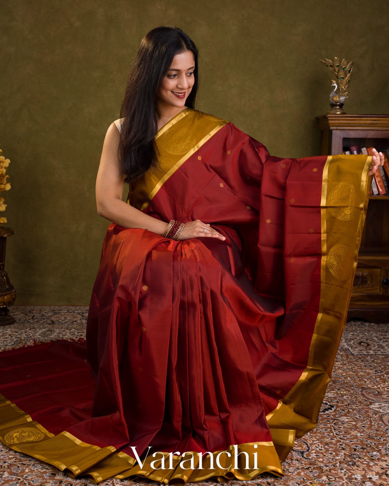 Maroon Pure Soft Silk Handloom Saree