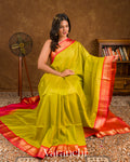 Lime Yellow Pure Soft Silk Handloom Saree