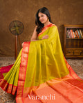 Lime Yellow Pure Soft Silk Handloom Saree