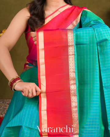 Turquoise BluePure Soft Silk Handloom Saree