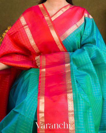 Turquoise BluePure Soft Silk Handloom Saree