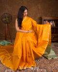 Deep Marigold Pure Soft Silk Handloom Saree  