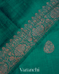 Teal Green Pure Raw Silk Handloom Saree