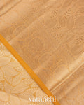 Mustard Yellow Heavy Brocade Pure Tissue Kora Silk Saree