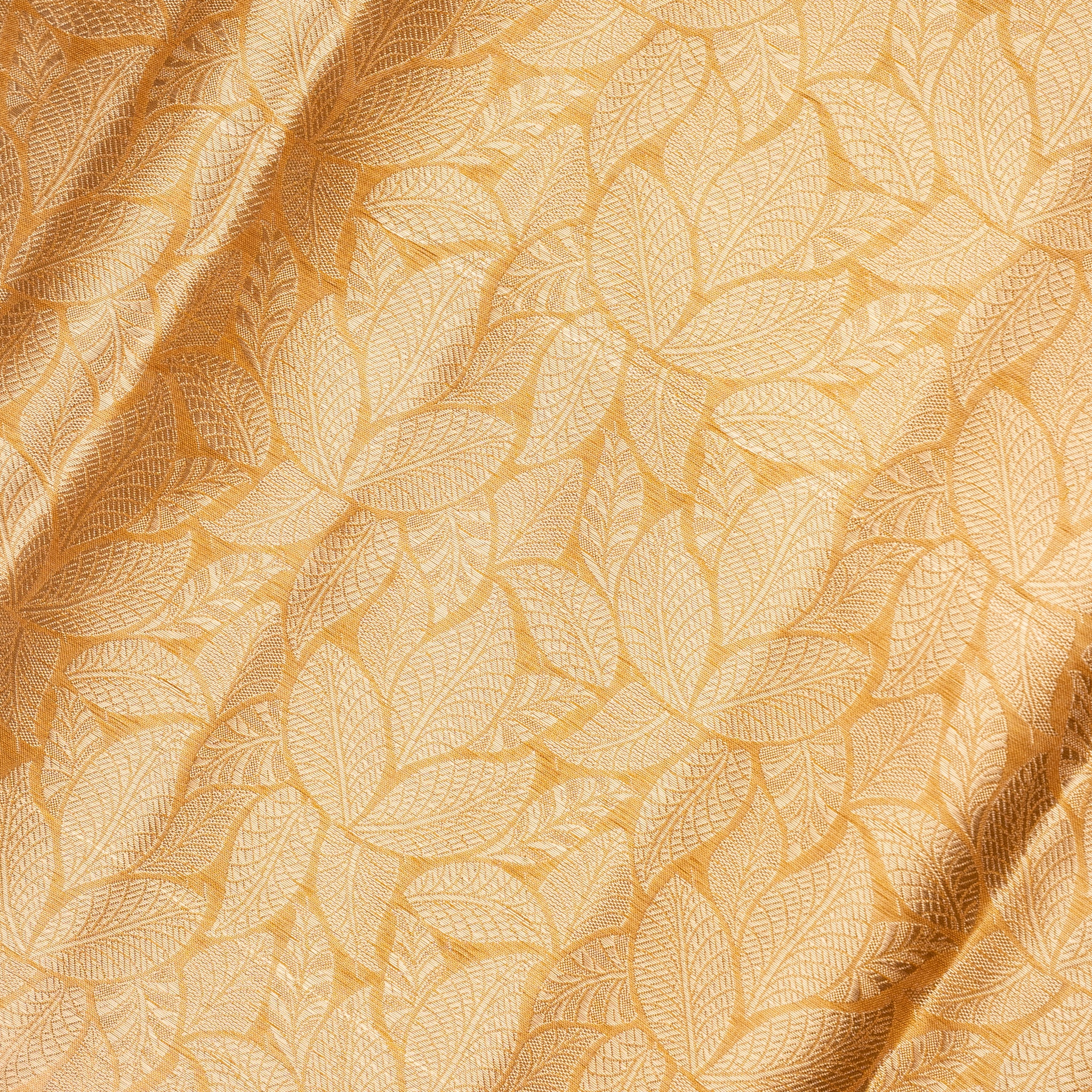 Mustard Yellow Heavy Brocade Pure Tissue Kora Silk Saree
