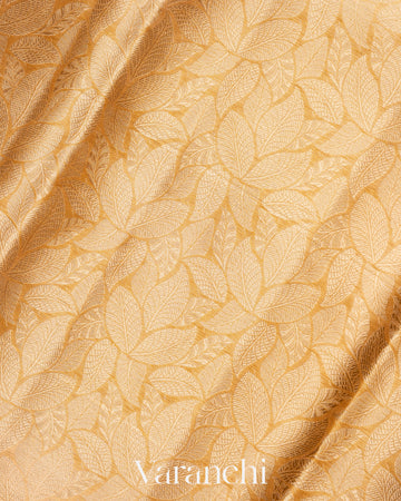 Mustard Yellow Heavy Brocade Pure Tissue Kora Silk Saree