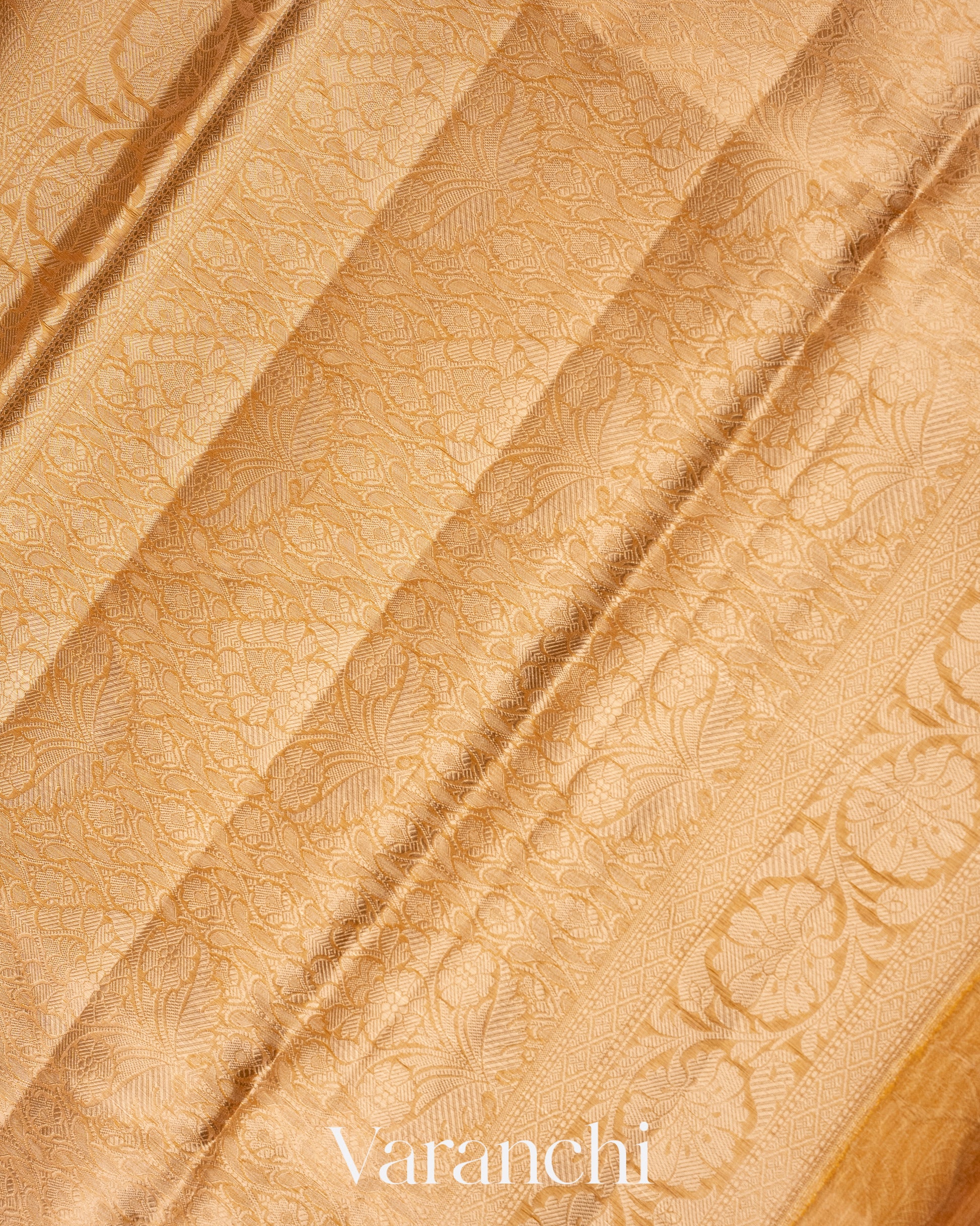 Mustard Yellow Heavy Brocade Pure Tissue Kora Silk Saree