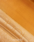 Mustard Yellow Heavy Brocade Pure Tissue Kora Silk Saree