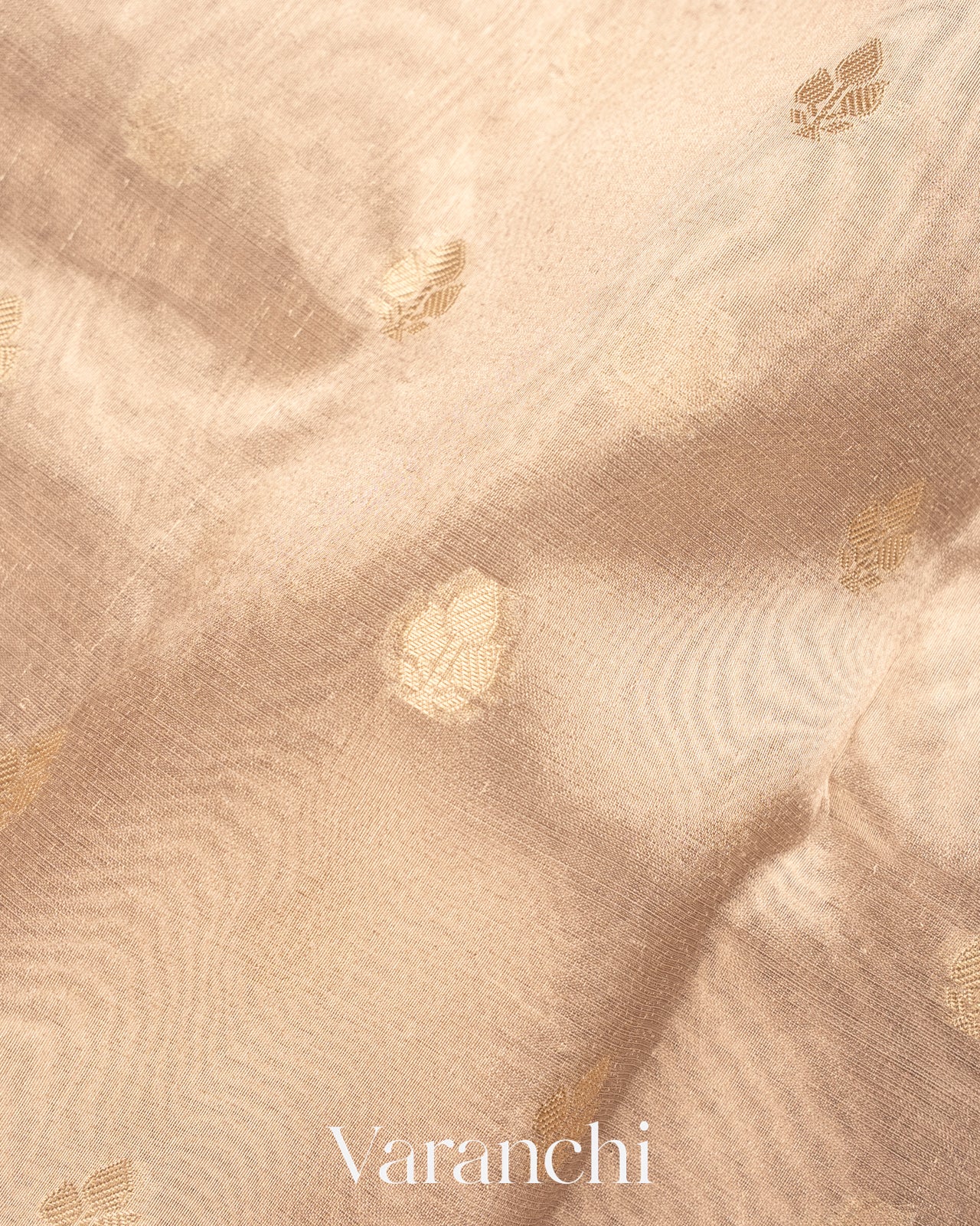 Light Golden Pure Tissue Silk Handloom Saree