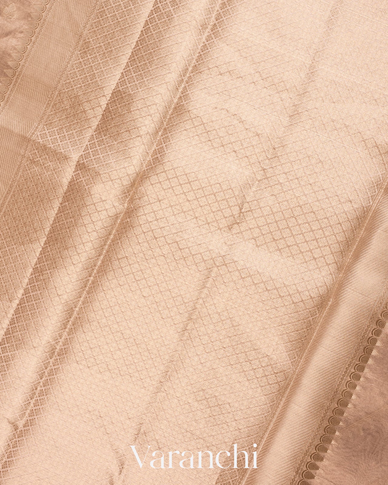 Light Golden Pure Tissue Silk Handloom Saree