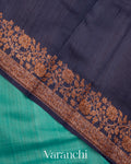 Turquoise Blue Pure Tussar Silk Handlooom Saree