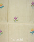 Ivory Jamdani Floral Pure Muslin Silk Handloom Saree