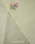 Ivory Jamdani Floral Pure Muslin Silk Handloom Saree