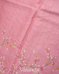Pink All-Over Embroidered Pure Tussar Silk Saree