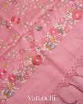 Pink All-Over Embroidered Pure Tussar Silk Saree