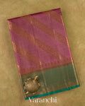 Deep Blush Pink Lehariya Pure Tussar Silk Saree