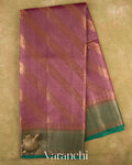Deep Blush Pink Lehariya Pure Tussar Silk Saree