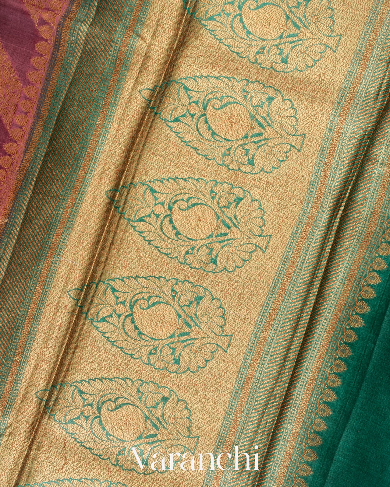 Deep Blush Pink Lehariya Pure Tussar Silk Saree