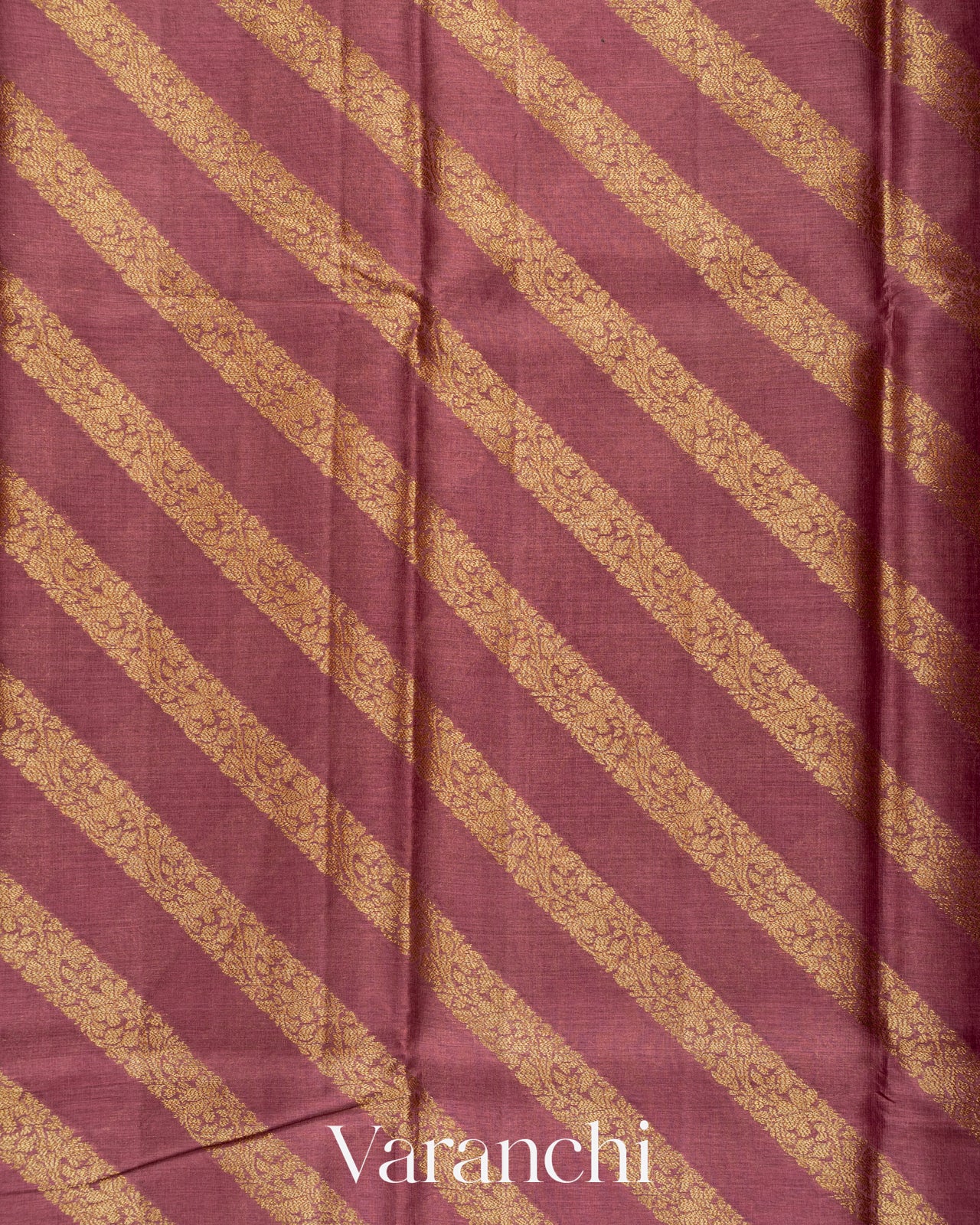 Deep Blush Pink Lehariya Pure Tussar Silk Saree
