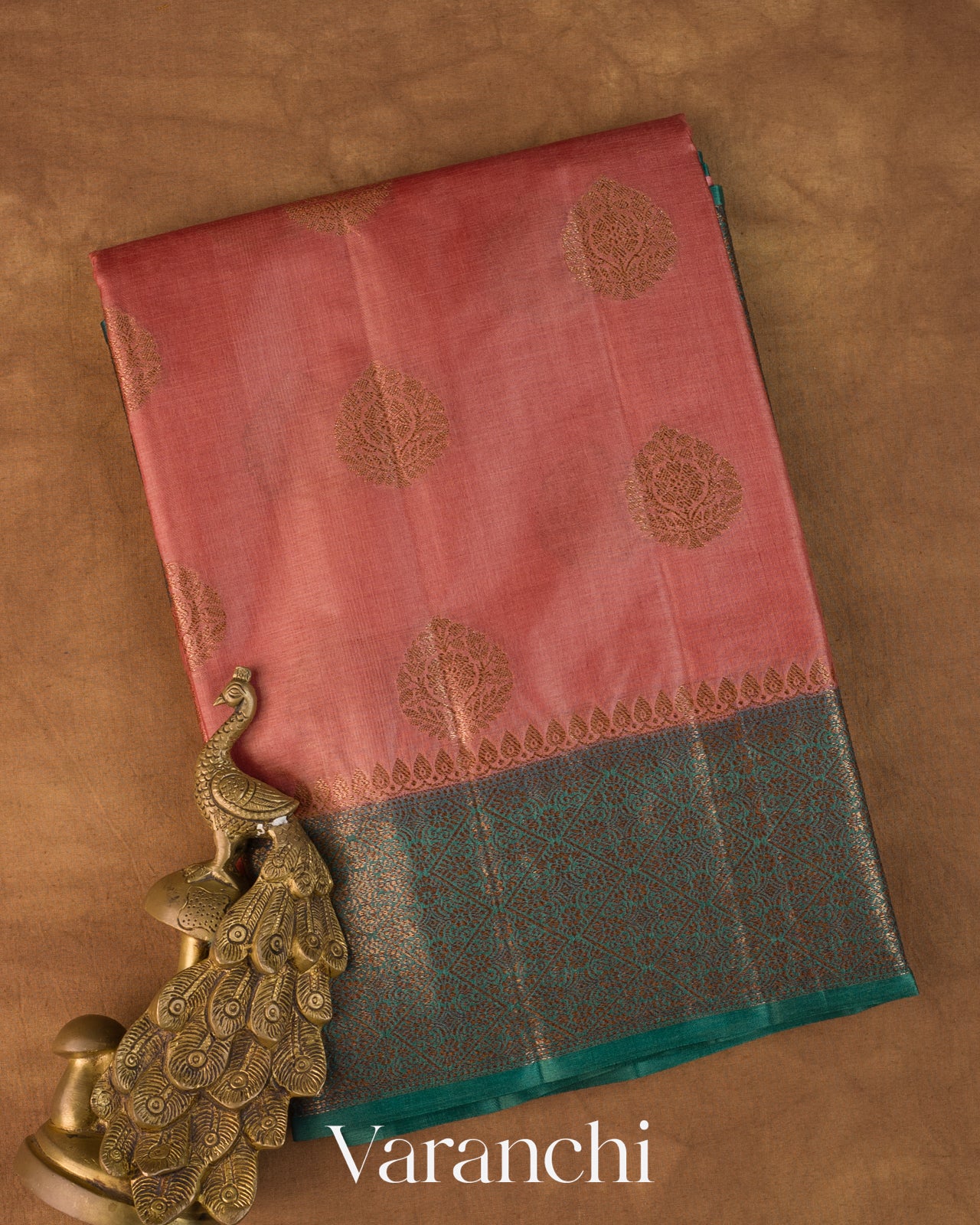 Rose Pink Pure Tussar Silk Saree