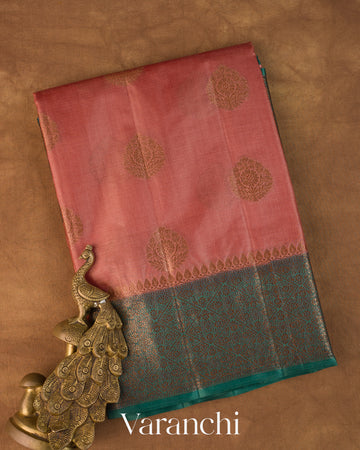 Rose Pink Pure Tussar Silk Saree