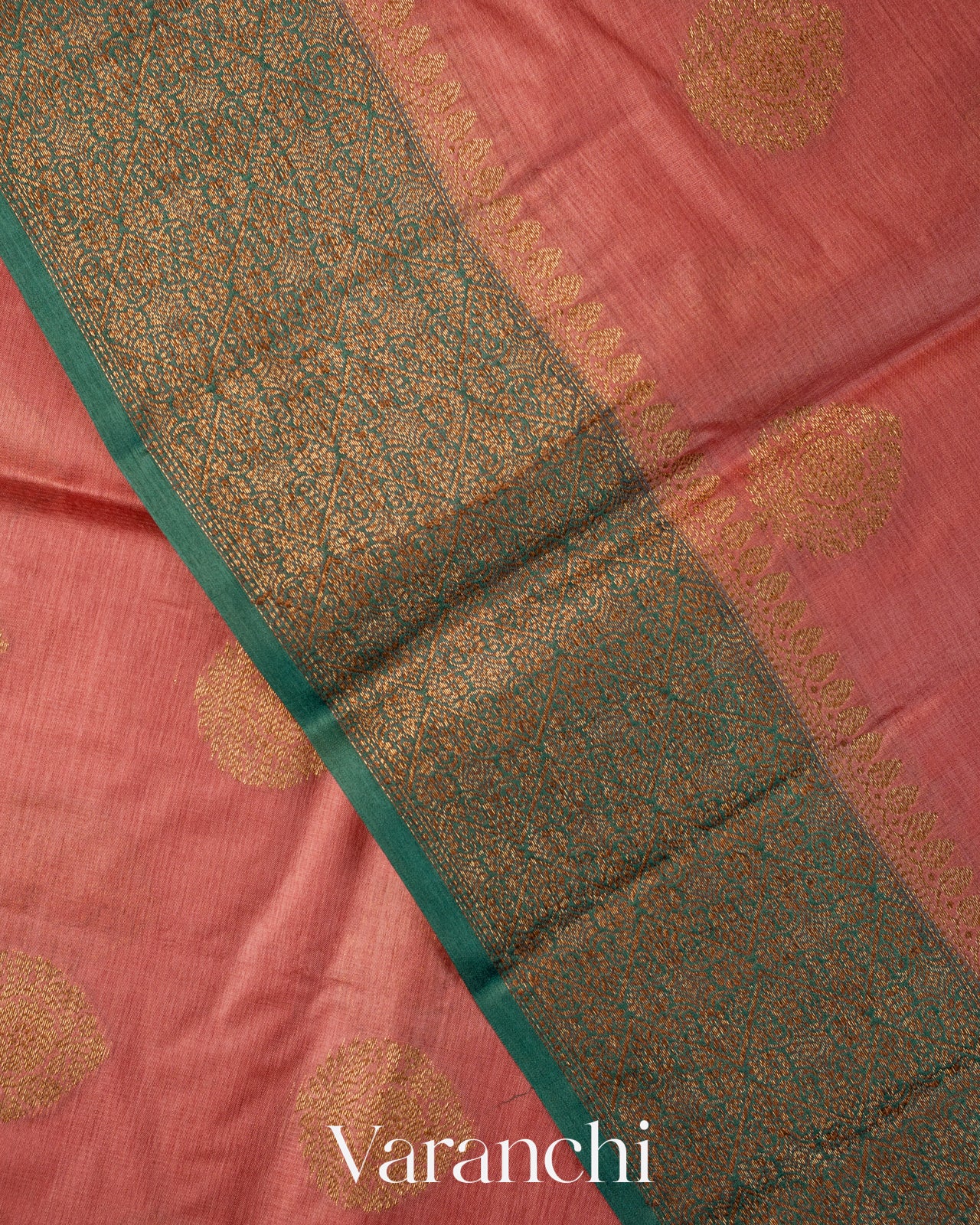 Rose Pink Pure Tussar Silk Saree