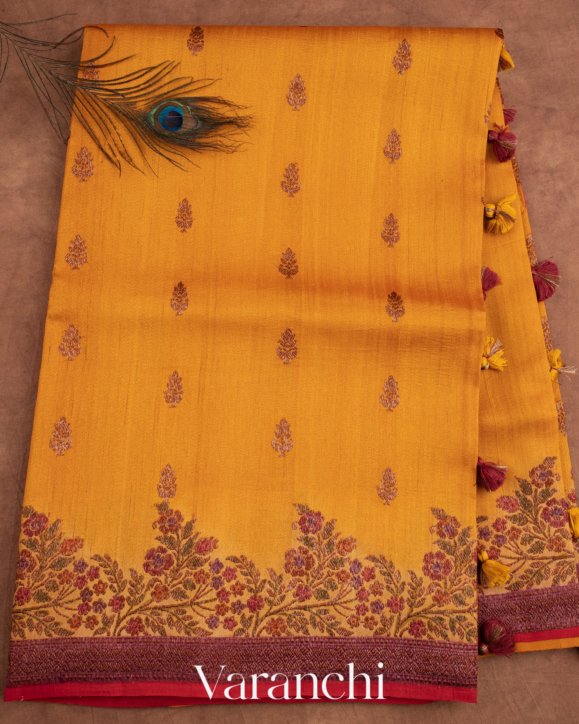 Turmeric Yellow Pure Tussar Silk Handloom Saree