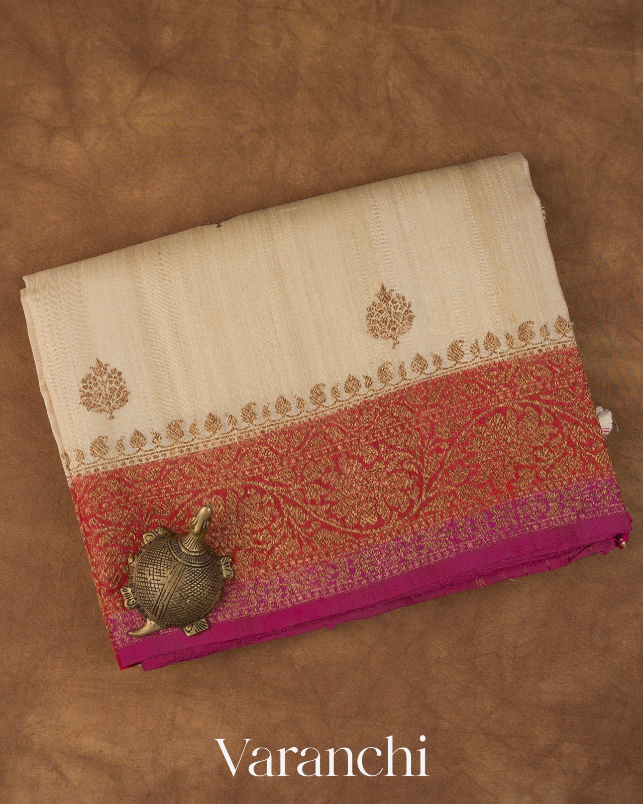 Off-white Pure Tussar Silk Handloom Saree