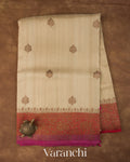 Off-white Pure Tussar Silk Handloom Saree