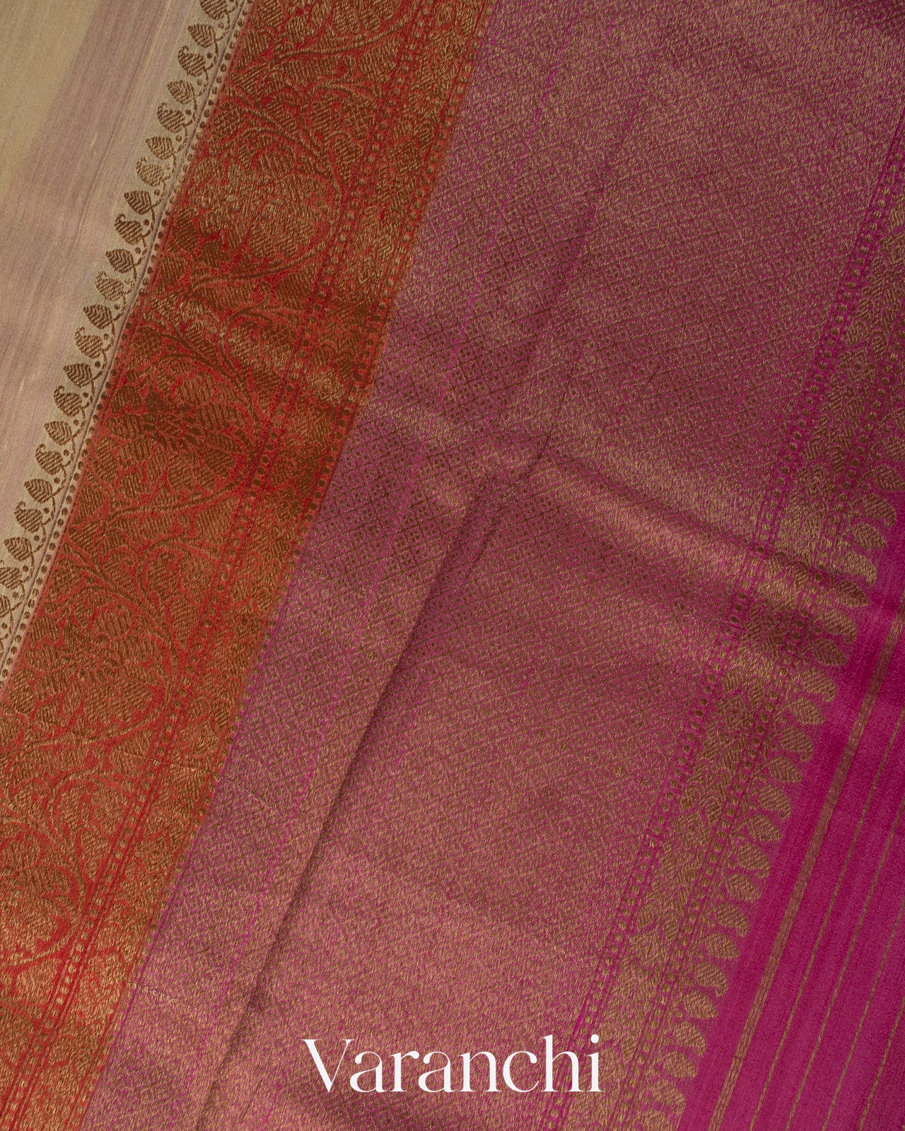 Off-white Pure Tussar Silk Handloom Saree