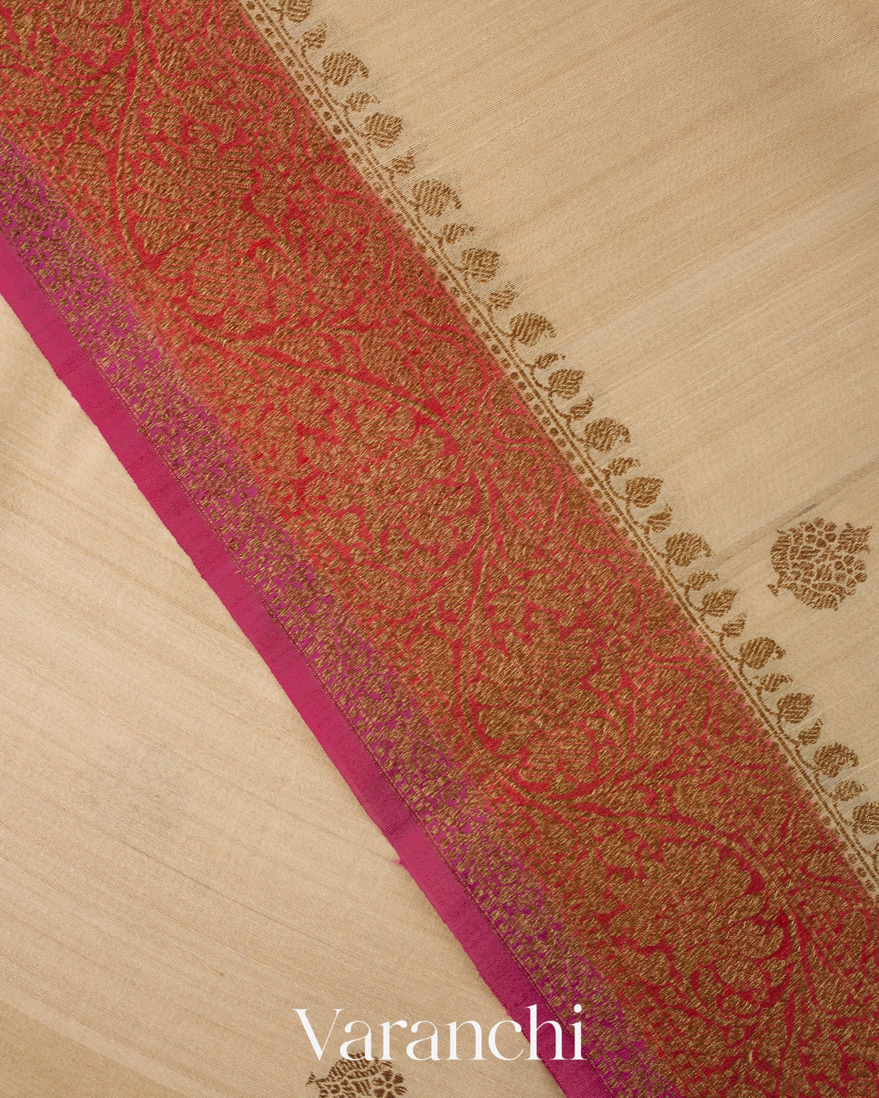 Off-white Pure Tussar Silk Handloom Saree