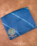 Navy Blue Mirror Hand-Embroidered Pure Tussar Silk Handloom Saree 