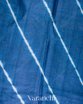 Navy Blue Mirror Hand-Embroidered Pure Tussar Silk Handloom Saree 