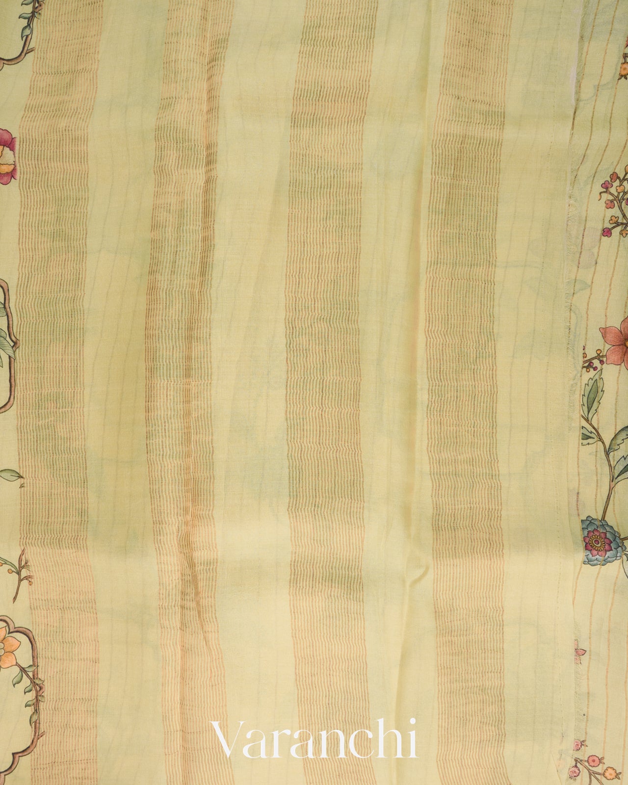 Warm Beige Floral Printed Pure Tussar Silk Saree