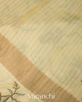 Warm Beige Floral Printed Pure Tussar Silk Saree