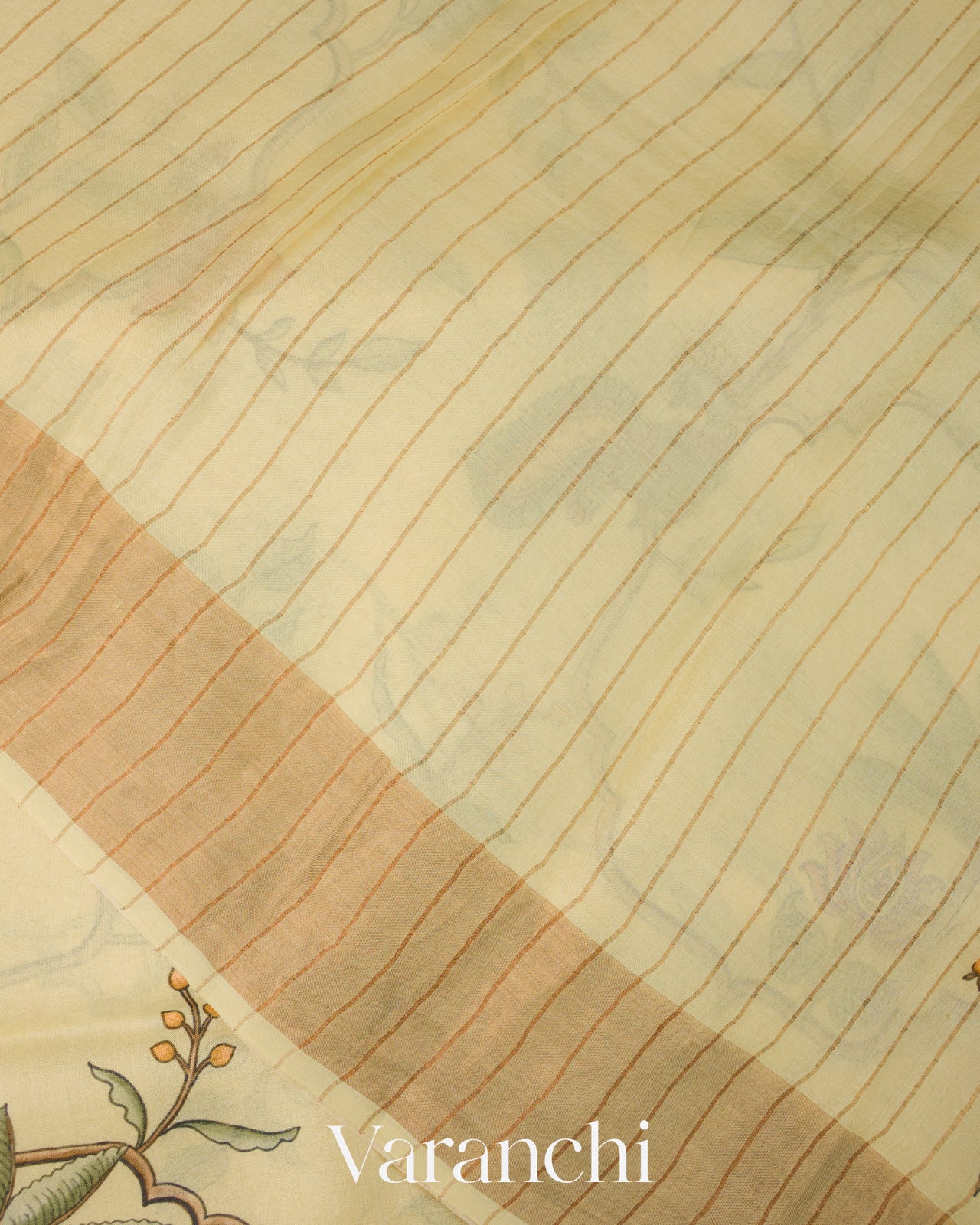 Warm Beige Floral Printed Pure Tussar Silk Saree