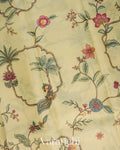Warm Beige Floral Printed Pure Tussar Silk Saree