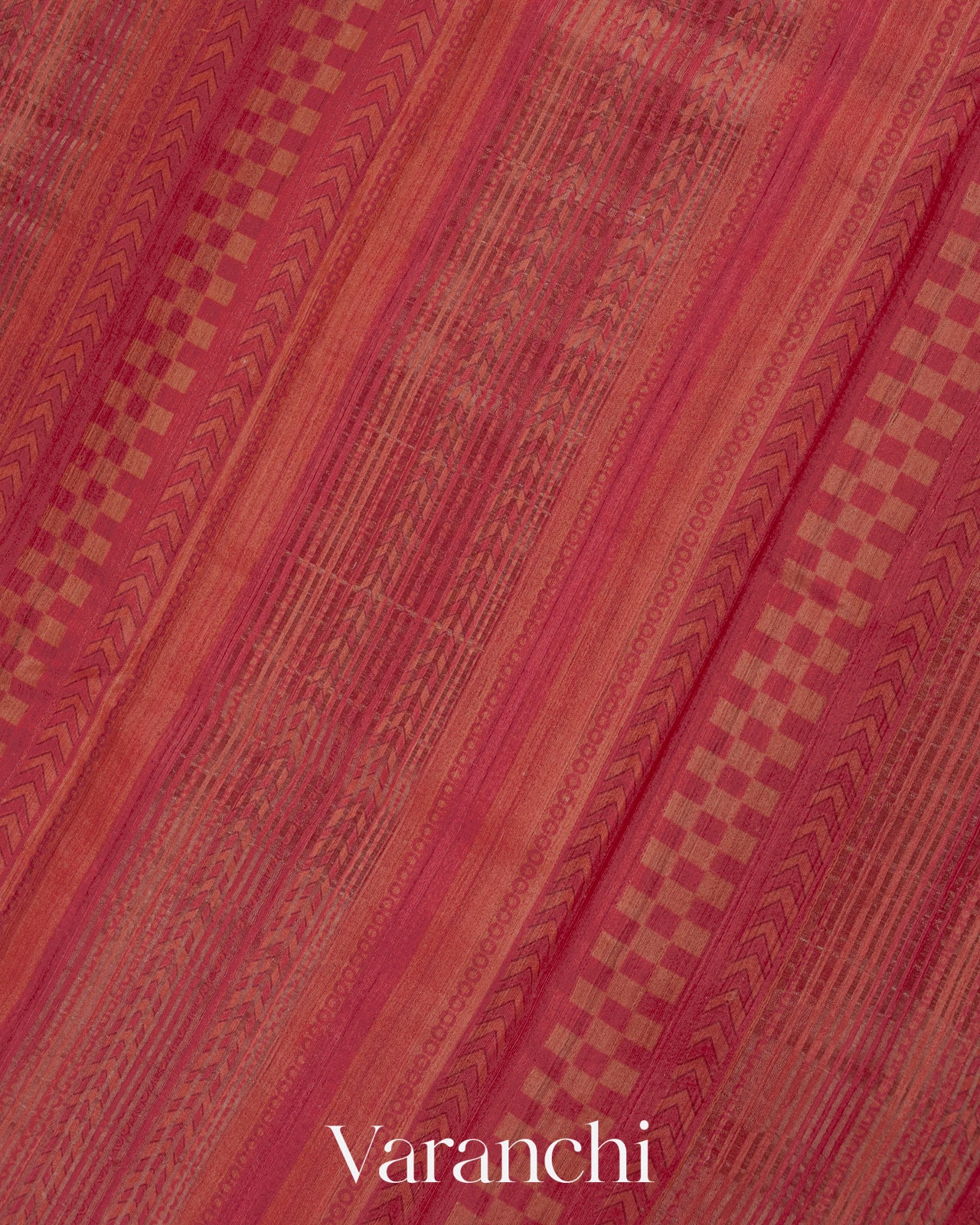 Dusty Orange Floral Printed Pure Tussar Silk Saree
