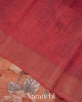 Dusty Orange Floral Printed Pure Tussar Silk Saree