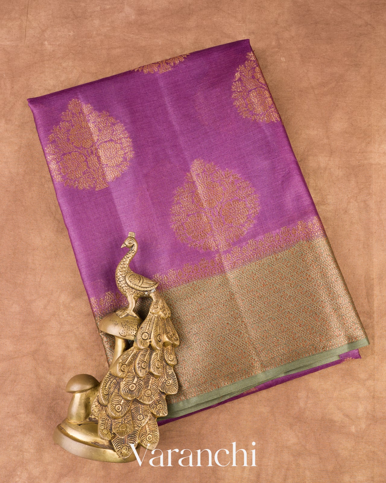 Purple Pure Tussar Silk Saree