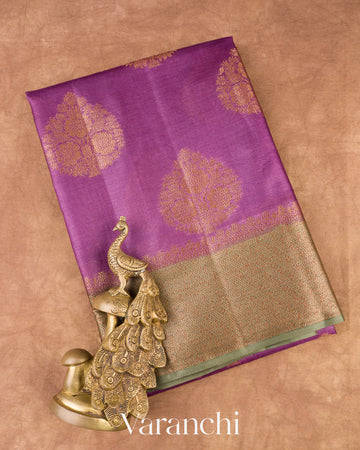 Purple Pure Tussar Silk Saree