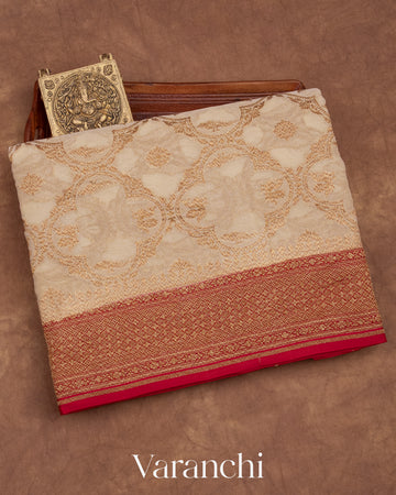 Off White Pure Georgette Silk Saree