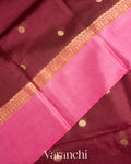 Deep Maroon Pure Tussar Silk Saree