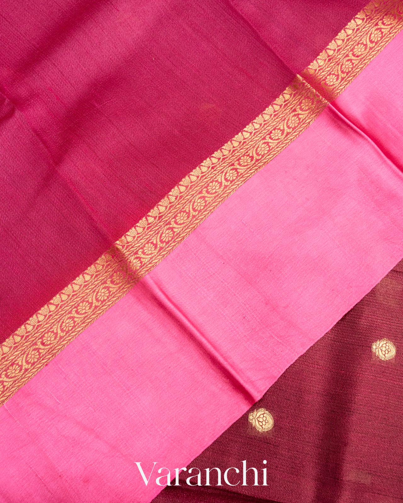 Deep Maroon Pure Tussar Silk Saree